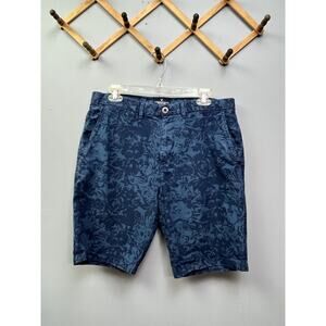 American Eagle Shorts Men 32‎ Blue Chino Classic Flat Front Cotton Casual Floral